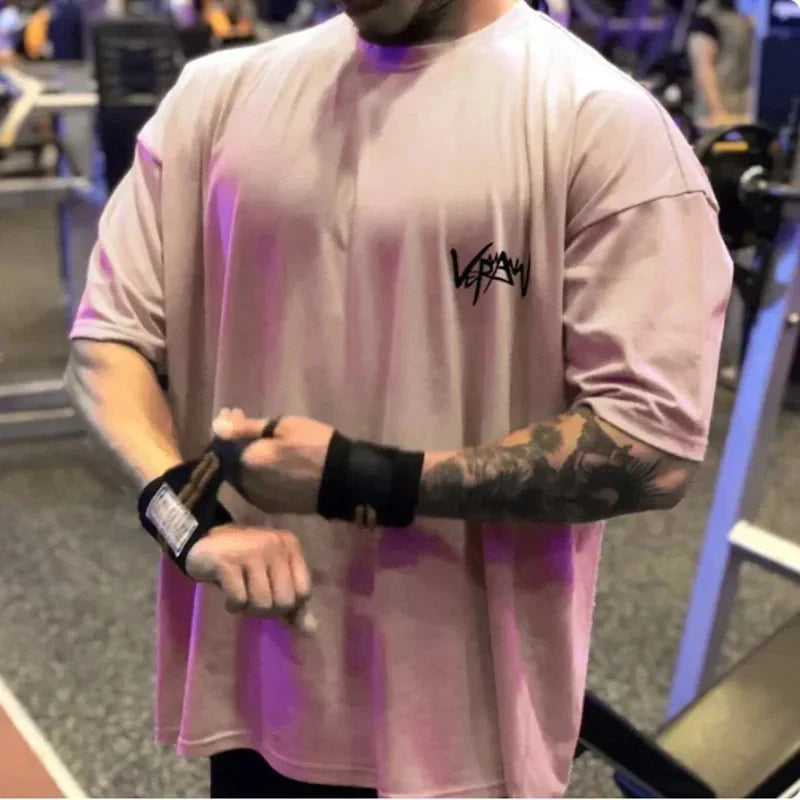Men’s High-Quality Loose Fit Gym T-Shirts – Printed Cotton