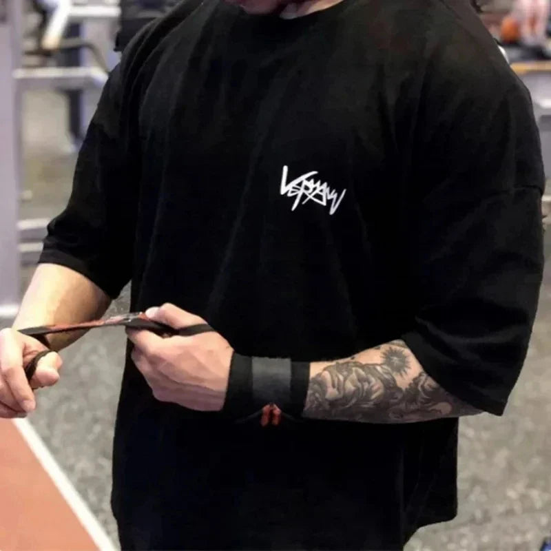Men’s High-Quality Loose Fit Gym T-Shirts – Printed Cotton