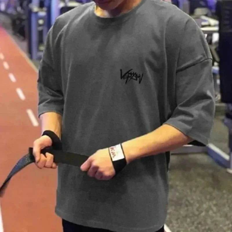 Men’s High-Quality Loose Fit Gym T-Shirts – Printed Cotton