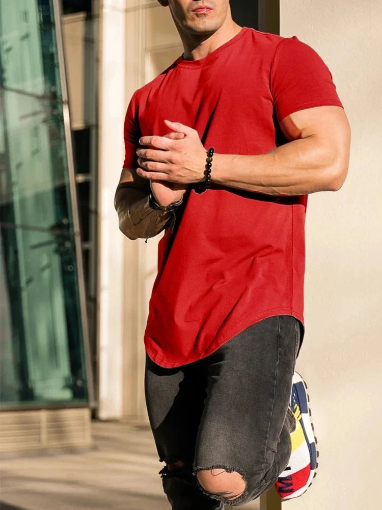 Men’s Muscle Fitness T-Shirt – Summer Cotton Athleisure Workout Top