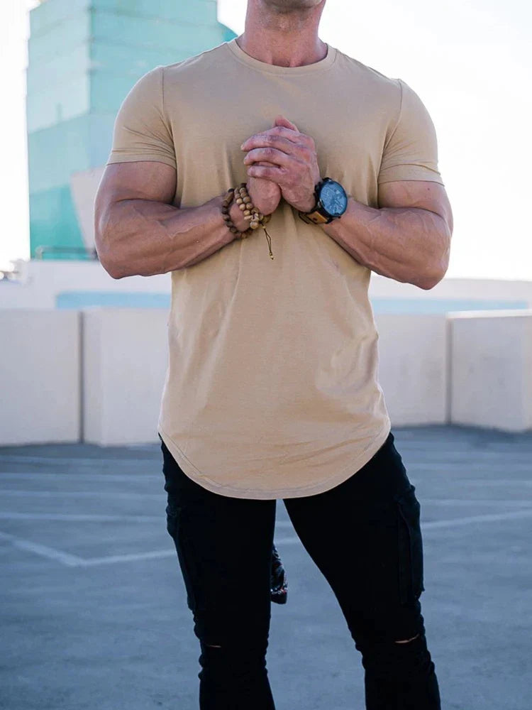Men’s Muscle Fitness T-Shirt – Summer Cotton Athleisure Workout Top