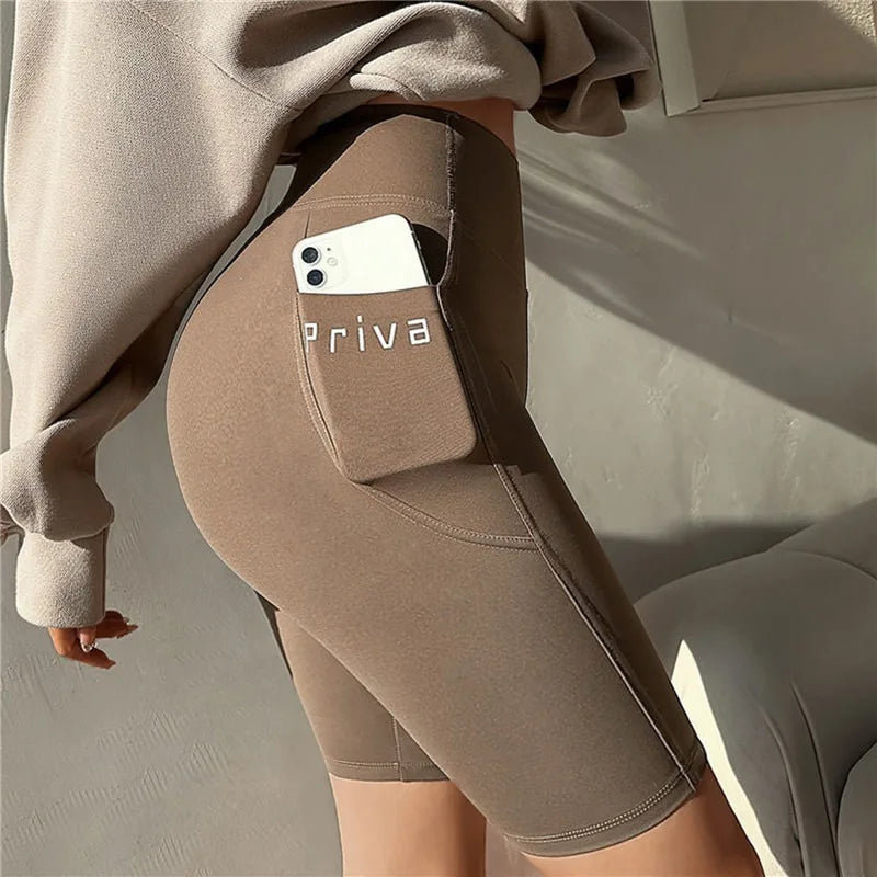 Women’s High Waist Yoga Shorts – Fitness, Casual, Tight Workout Pants