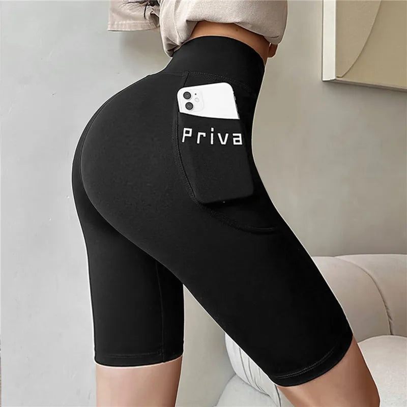 Women’s High Waist Yoga Shorts – Fitness, Casual, Tight Workout Pants