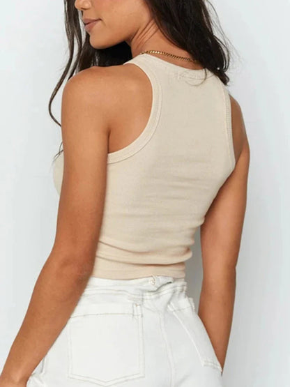 2025 Women’s Ribbed Crop Tank Top – Off Shoulder, Casual Fitness