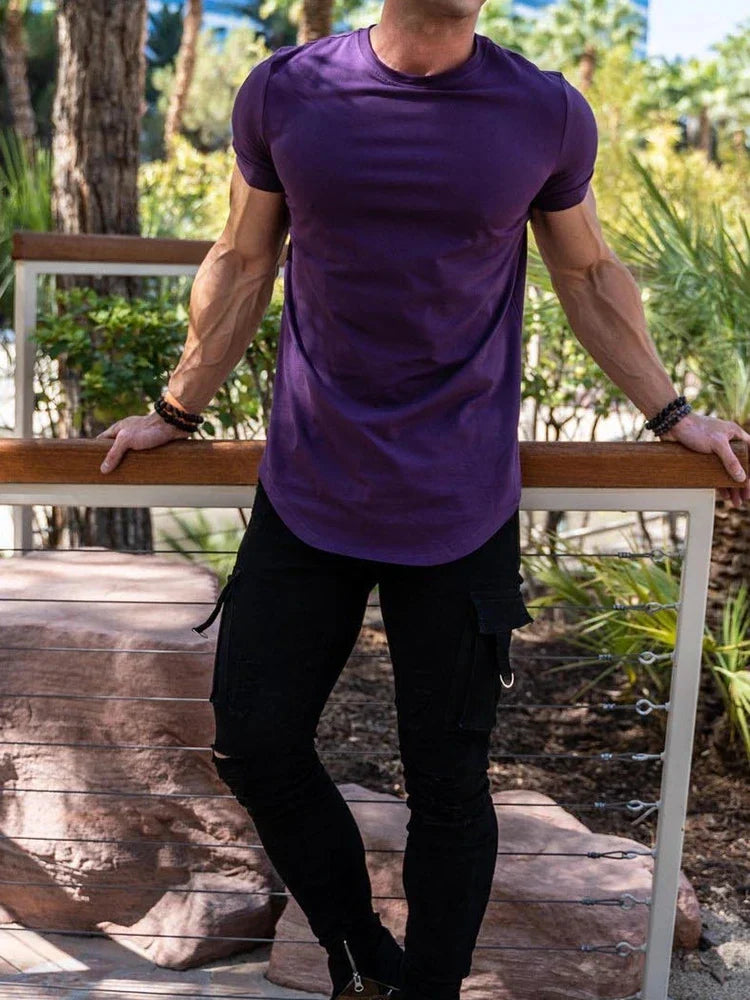 Men’s Muscle Fitness T-Shirt – Summer Cotton Athleisure Workout Top