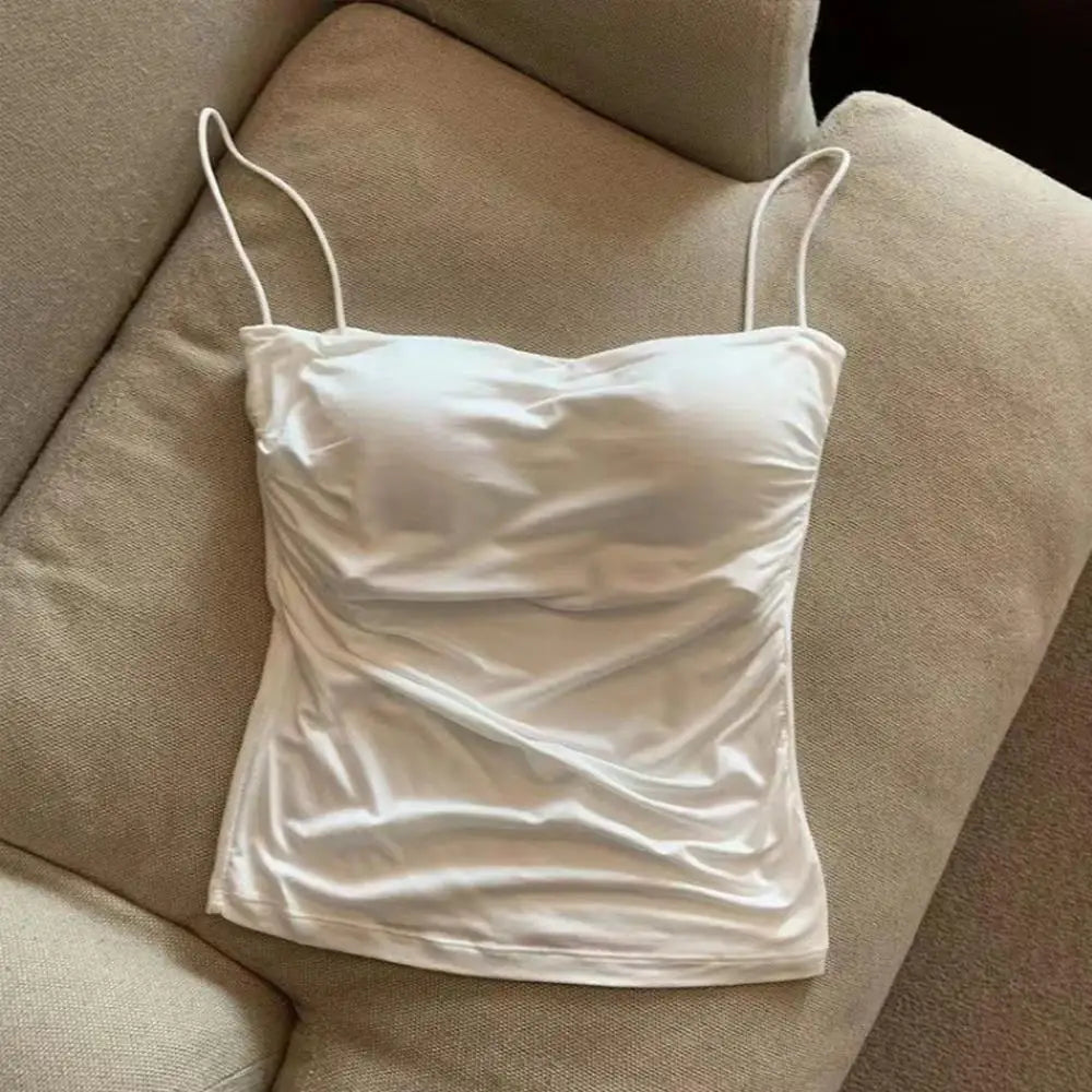 Women’s Summer Tank Tops – Padded Bra, Off Shoulder, Elastic