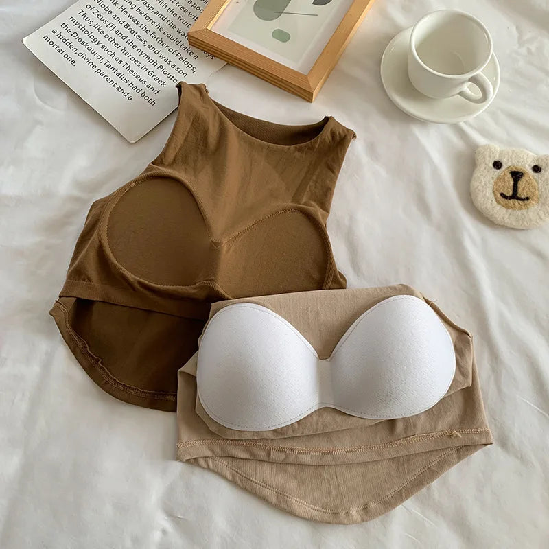 Women’s Summer Tank Tops – Padded Bra, Off Shoulder, Elastic