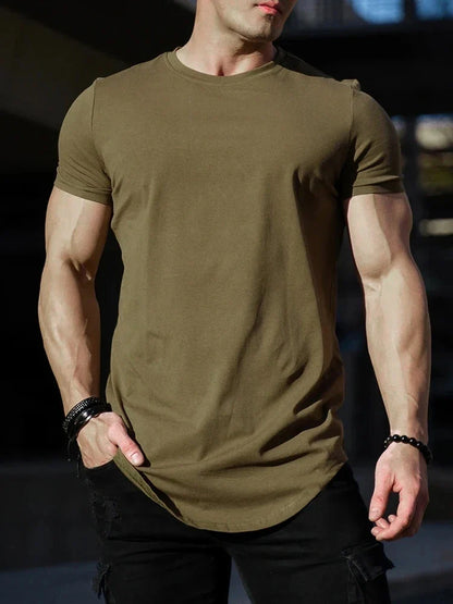 Men’s Muscle Fitness T-Shirt – Summer Cotton Athleisure Workout Top