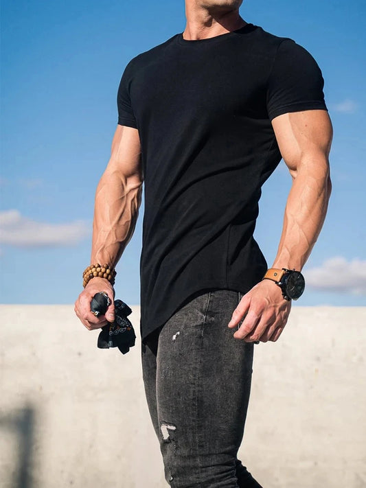Men’s Muscle Fitness T-Shirt – Summer Cotton Athleisure Workout Top